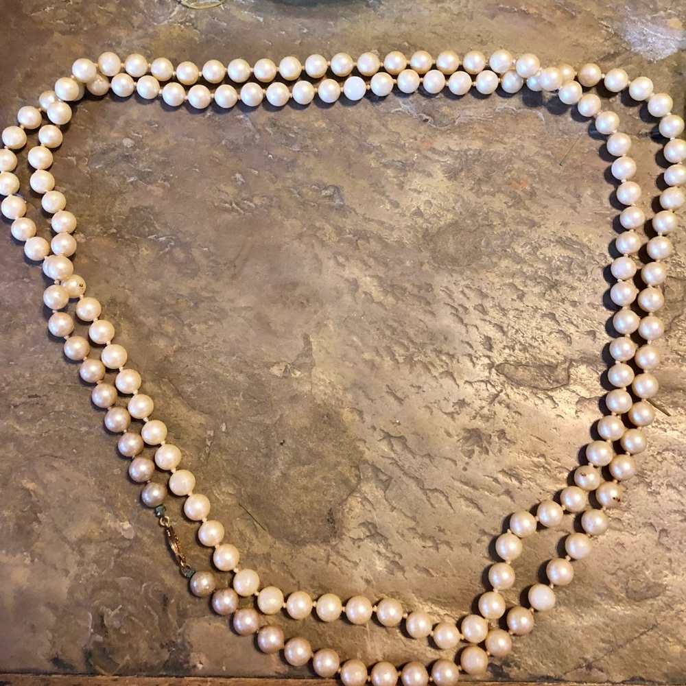 Classic White Pearl Necklace - Elegant Double Strand